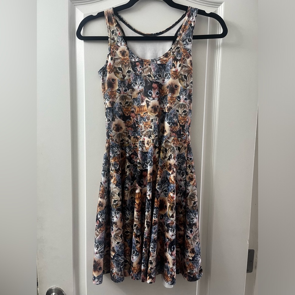 Blackmilk Crazy Cat Lady small skater dress
